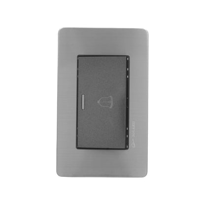 Placa de botón para timbre Solaris, gris metálico cepillado con icono de campana