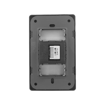 Placa negra Solaris para teléfono de 1 entrada con conector modular CAT 3, vista posterior del modelo AL-08.