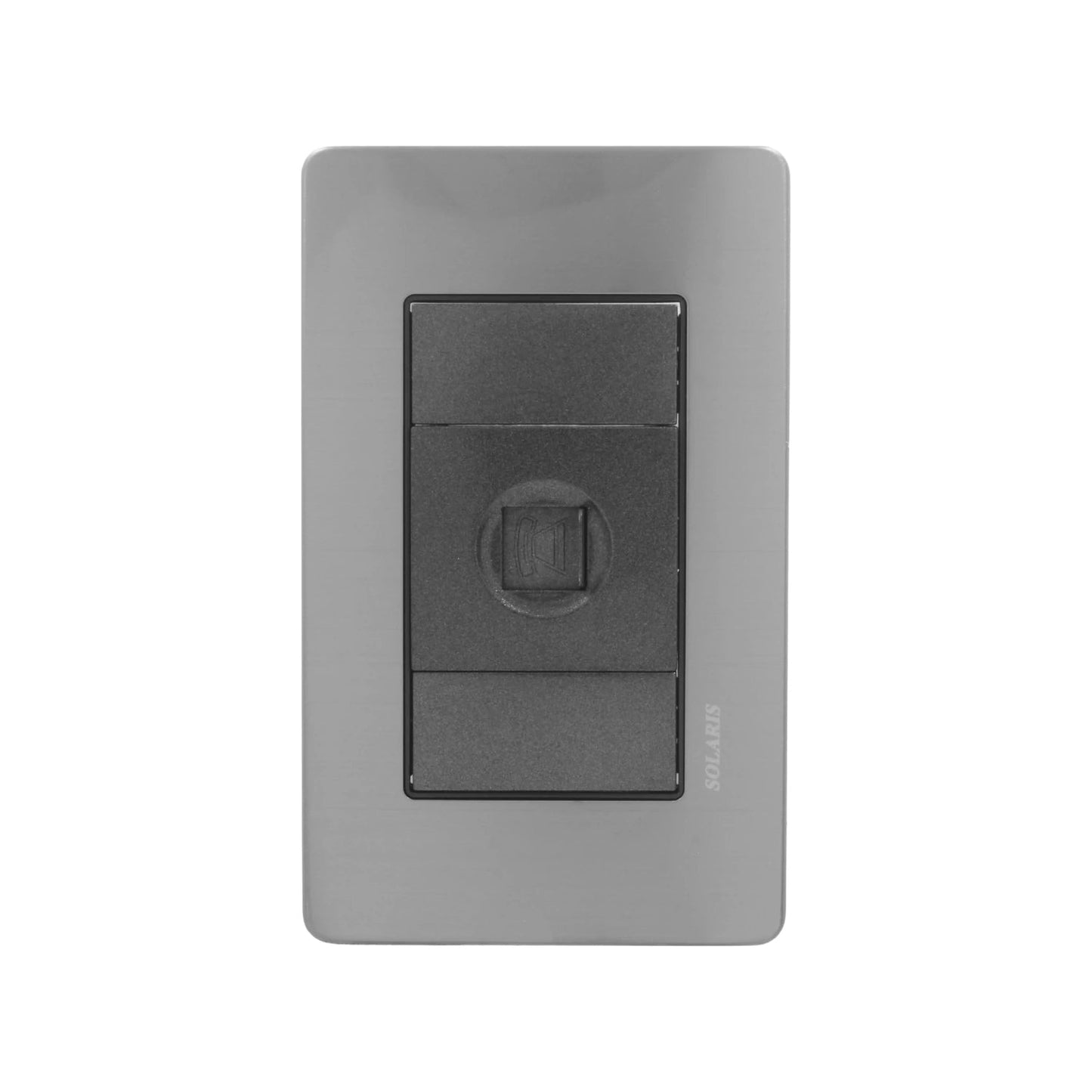 Placa de pared Solaris gris con 1 entrada de datos RJ45 para instalación de red/teléfono