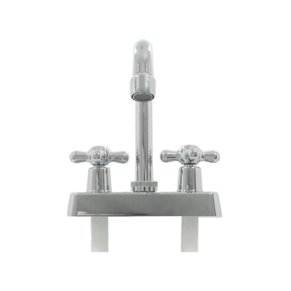 Mezcladora de lavabo cromada 4 pulgadas con dos manerales de cruz para baño