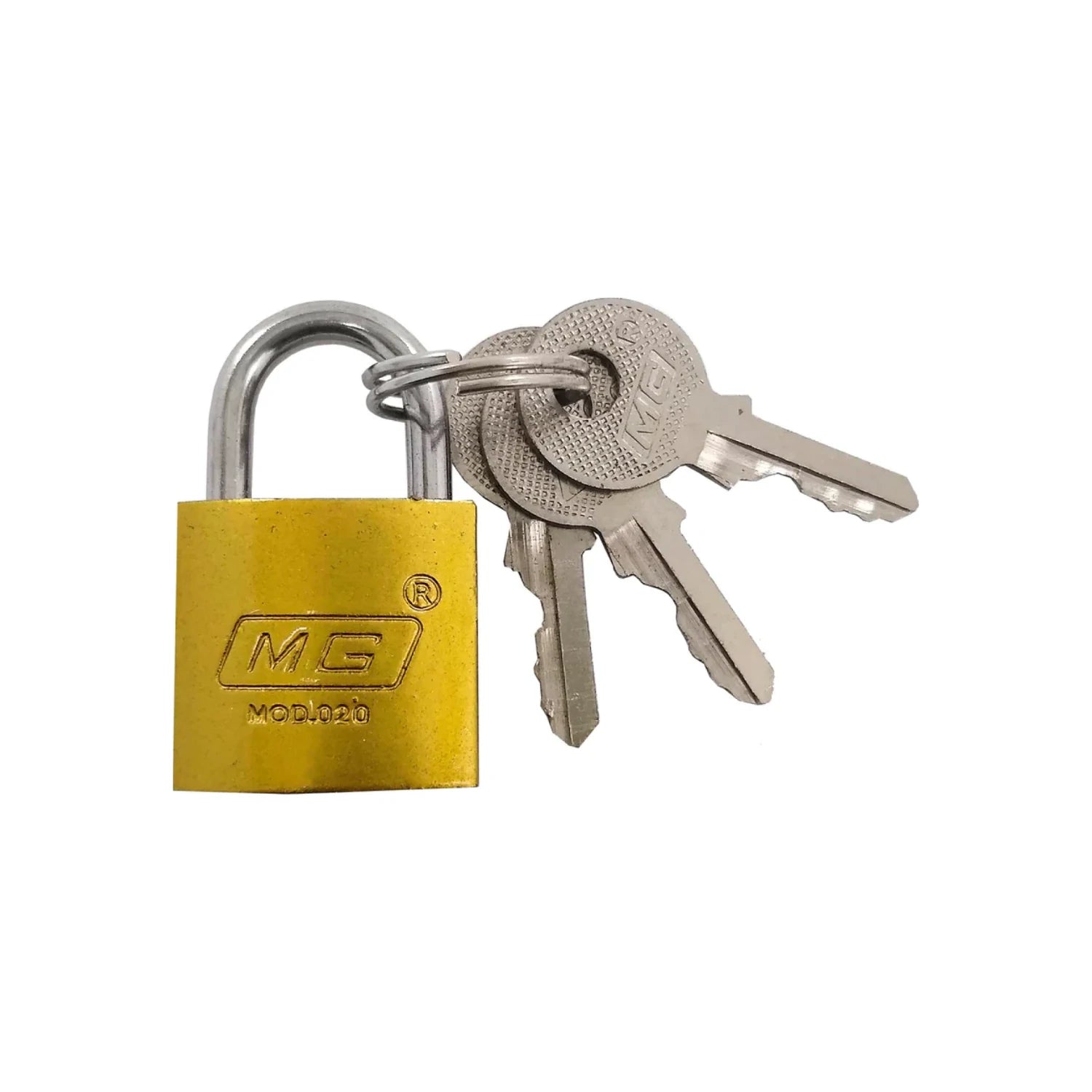 Candado MG dorado de 20mm con gancho corto y tres llaves de seguridad