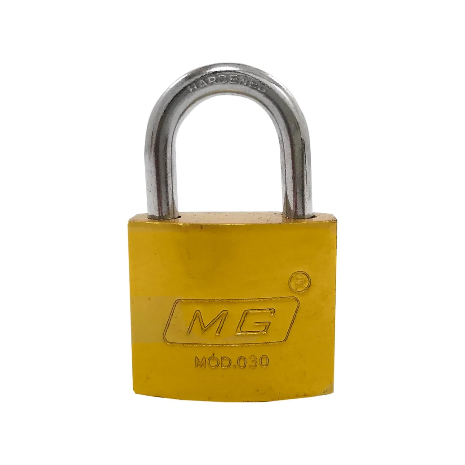 Candado de seguridad MG dorado 30mm con grillete de acero endurecido, modelo 030