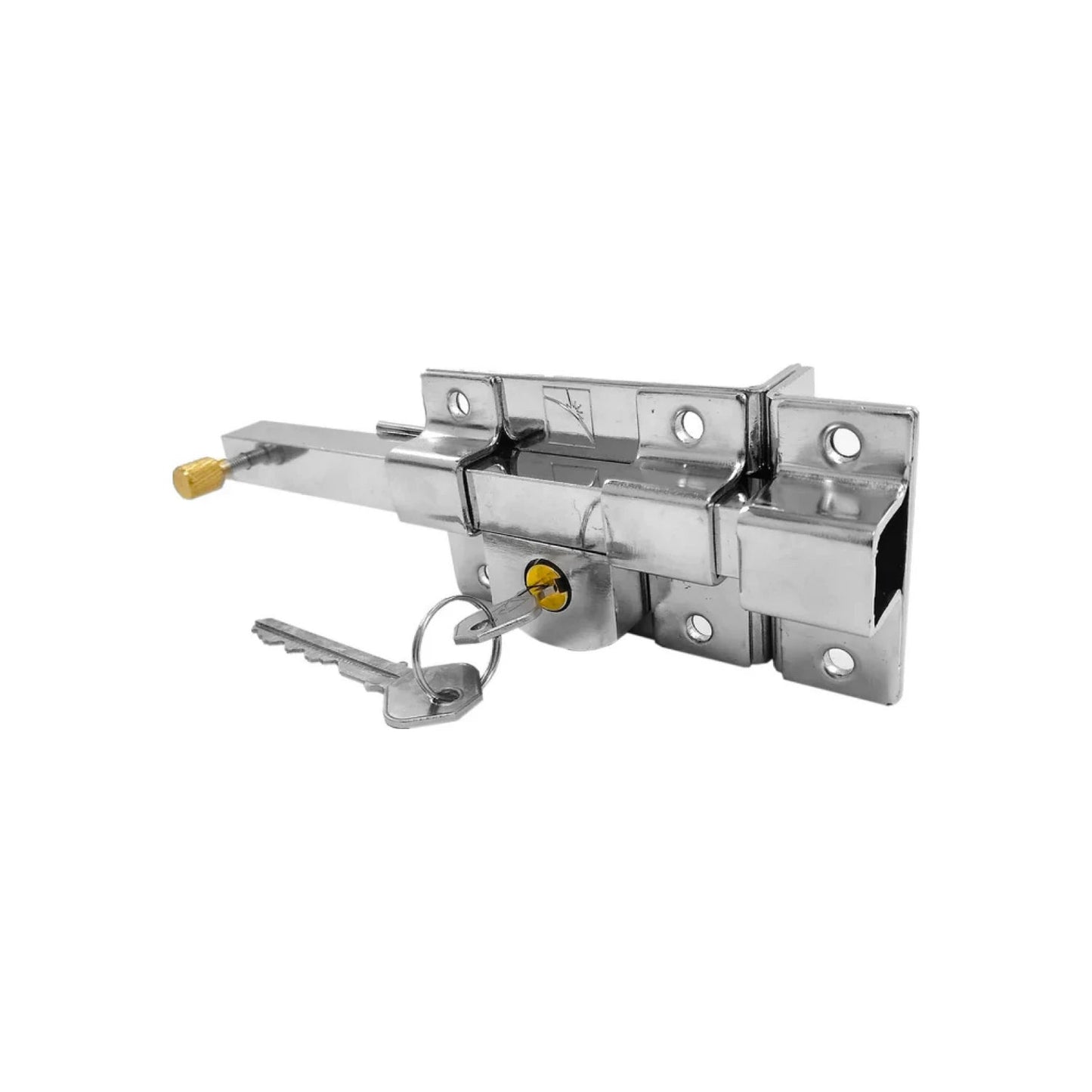 Cerrojo de barra metálica cromada con llave de seguridad, pasador cuadrado para puerta o portón