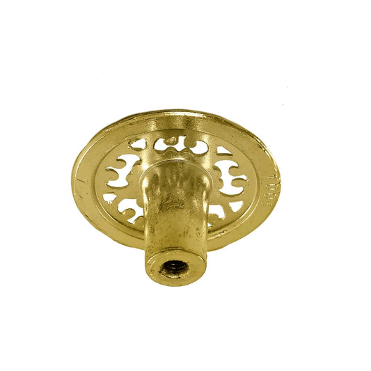 Jaladera 38mm de latón brillante con diseño calado, acabado dorado para muebles