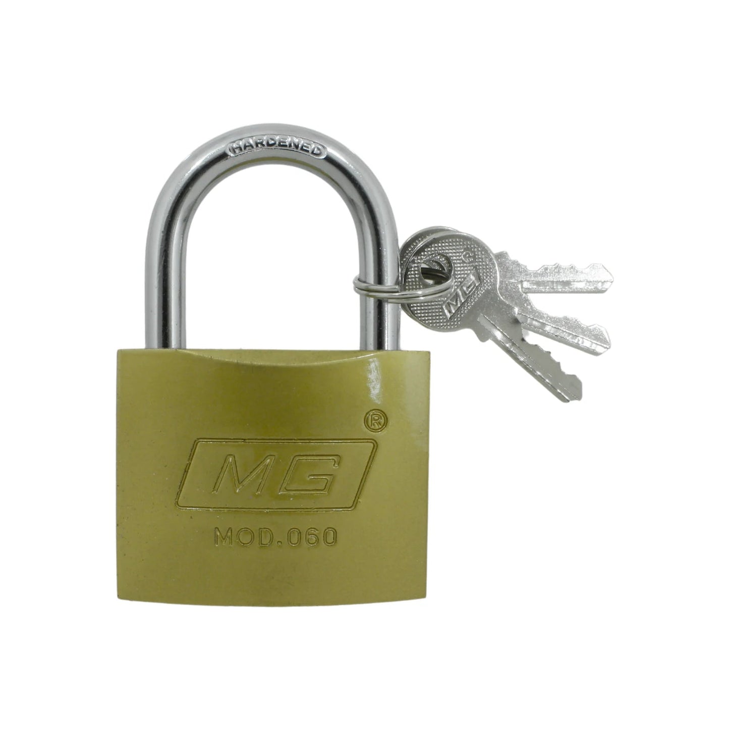 Candado de seguridad MG 60mm con gancho endurecido, cuerpo de latón y 3 llaves para protección