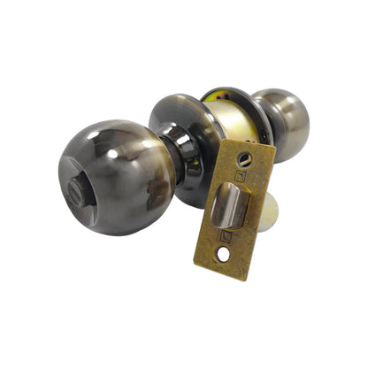 Cerradura de esfera para baño, acabado cobre envejecido con pomo y pestillo completo de puerta