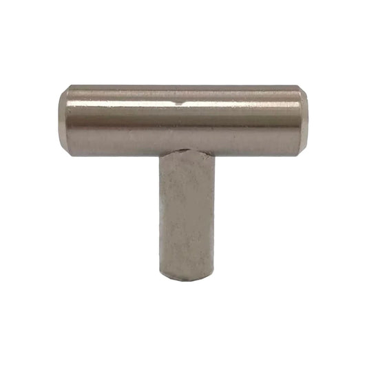 Jaladera de barra en T níquel satinado cepillado 40mm, para muebles, gabinetes y cajones