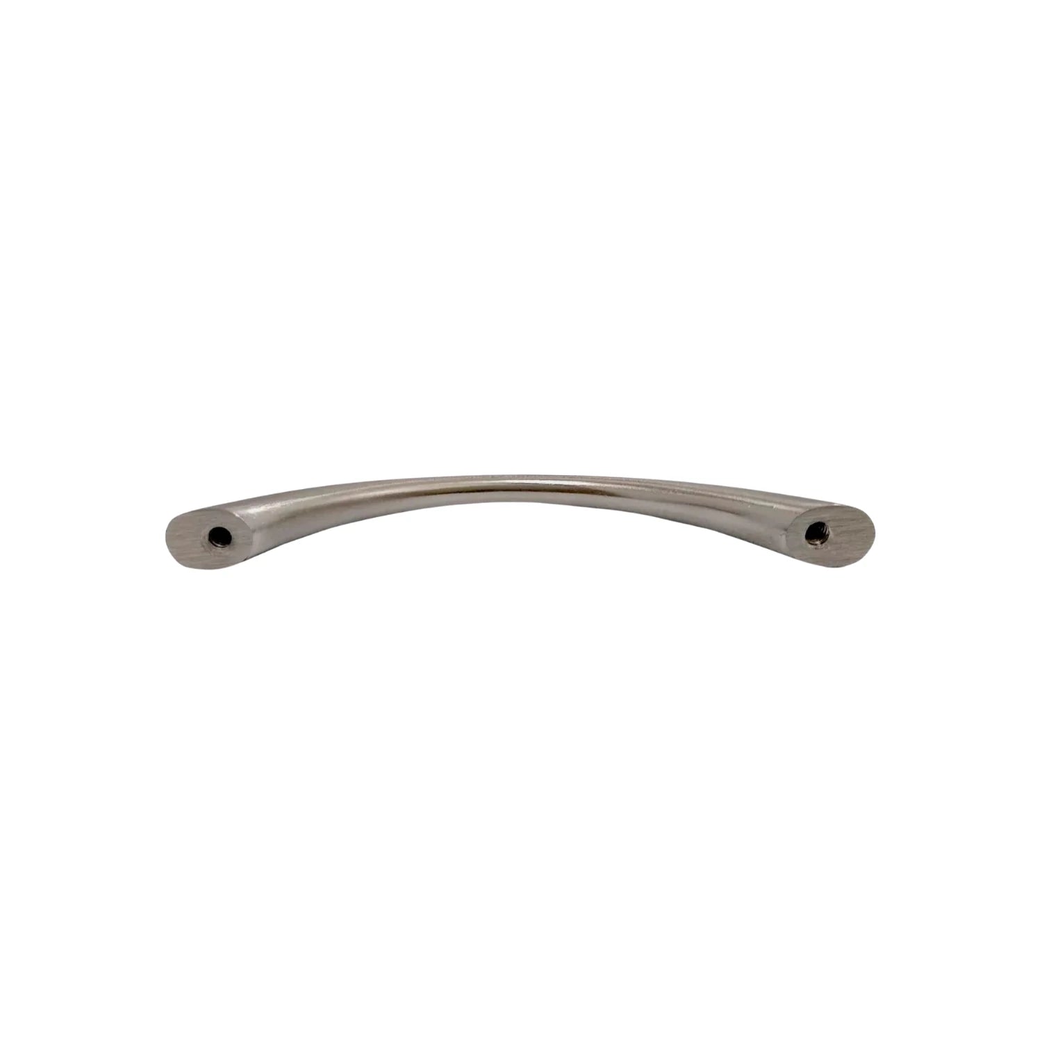 Jaladera de mueble cromo mate curvada 96mm, para gabinetes y cajones modernos