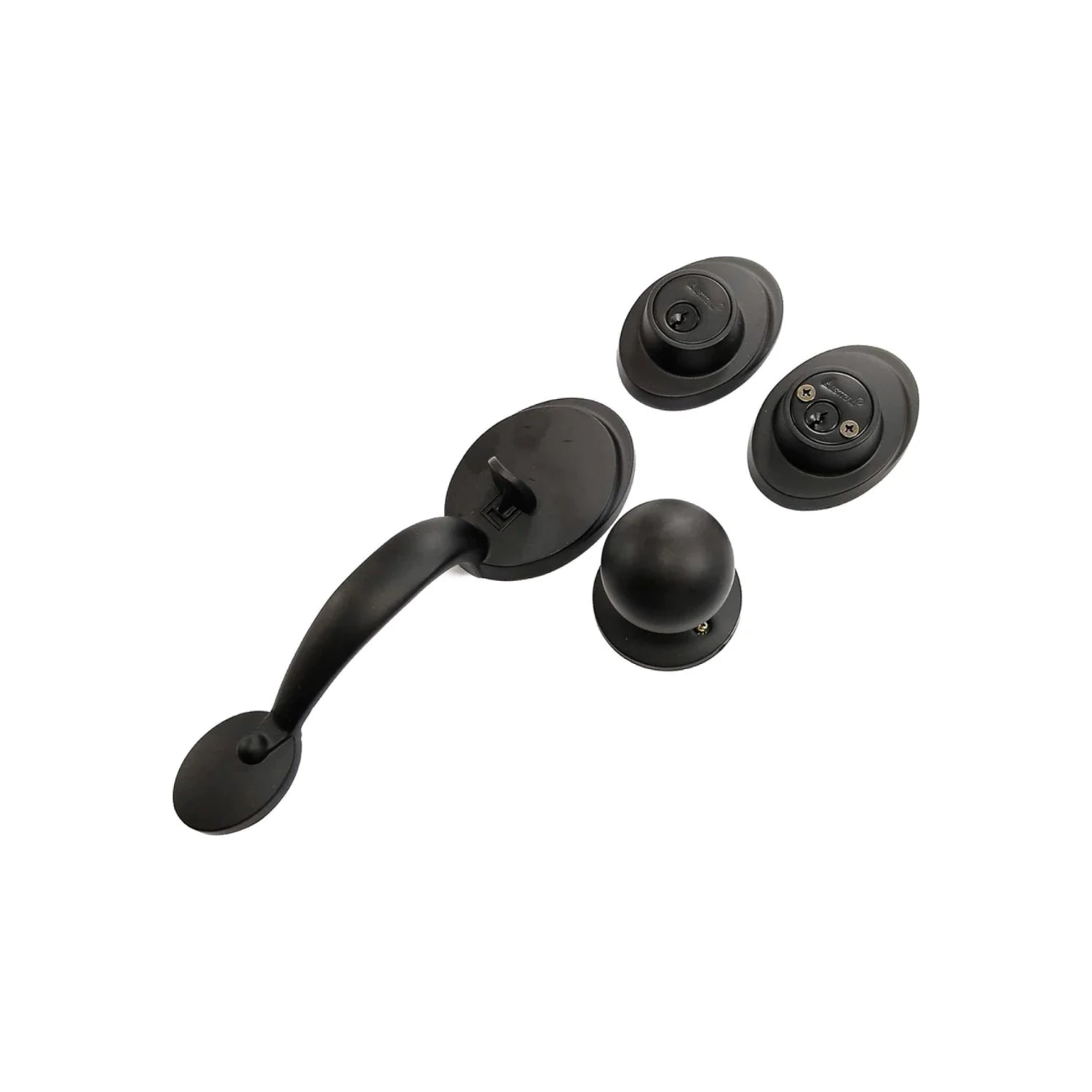 Conjunto de cerradura para puerta principal negro mate con manija, pomo y cerrojo de seguridad clásico