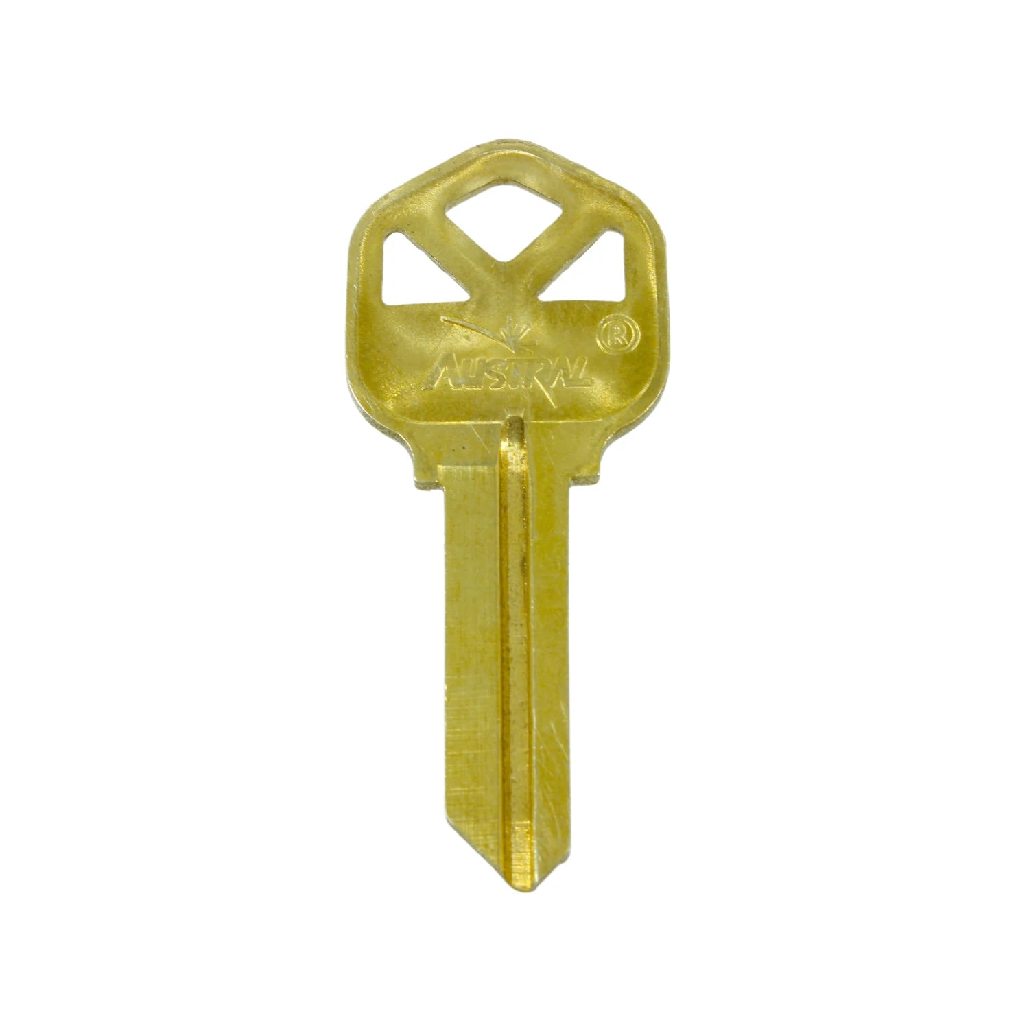 Llave virgen de latón marca Austral para duplicado y corte en cerrajería