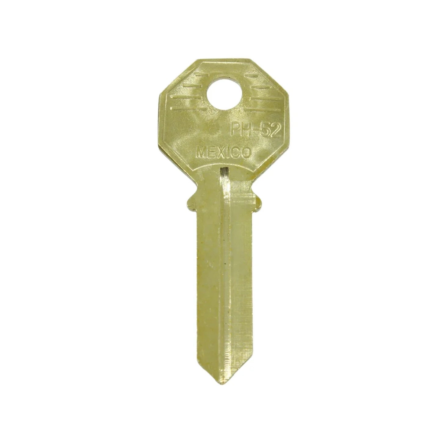 Forja de llave virgen PH-52 latonada, cabeza octagonal, para duplicado, fabricada en México