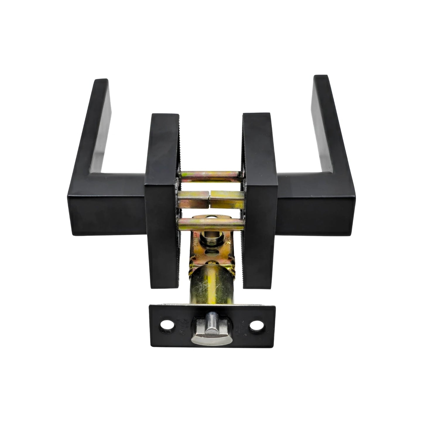 Cerradura de palanca negra mate para recámara, kit con mecanismo y pestillo visibles