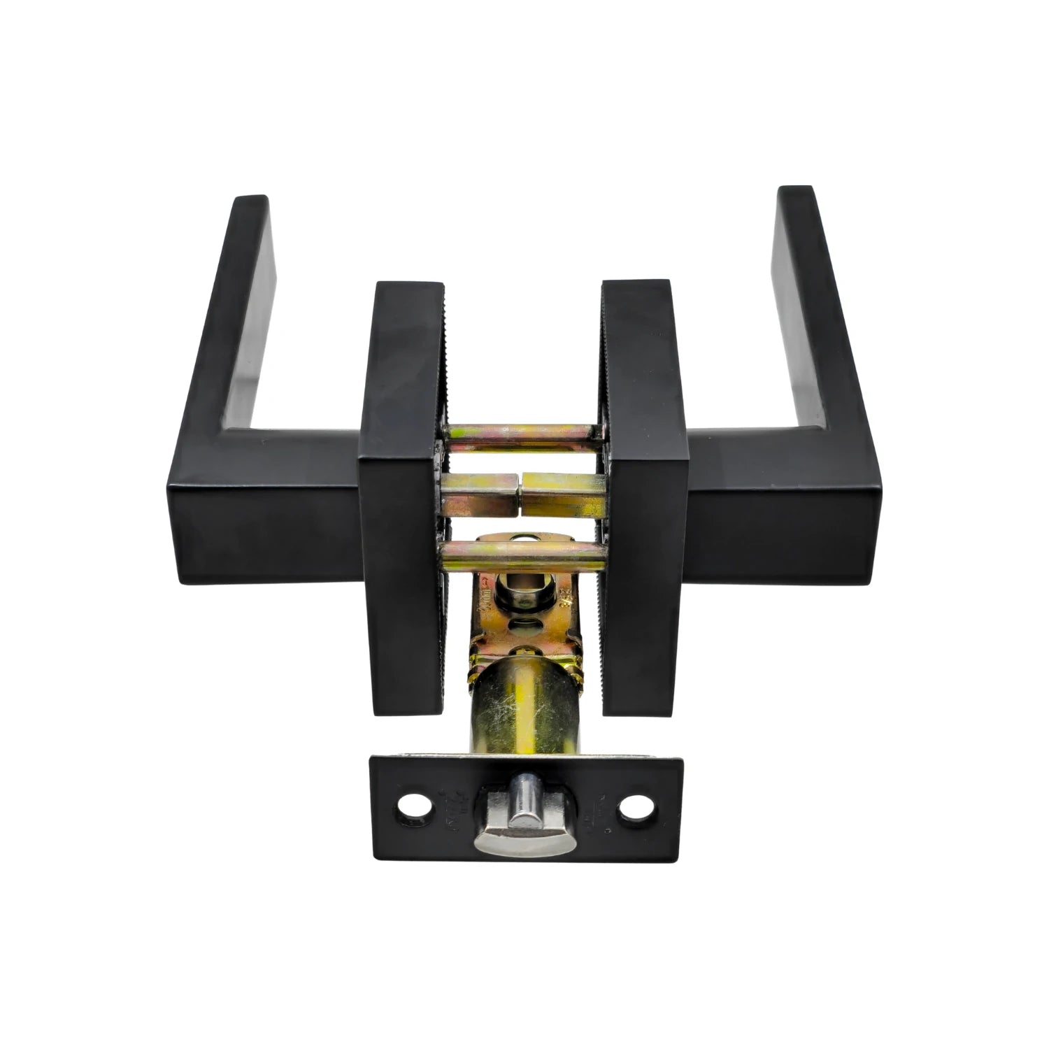 Cerradura de palanca negra mate para recámara, kit con mecanismo y pestillo visibles