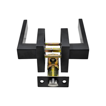 Cerradura de palanca negra mate para recámara, kit con mecanismo y pestillo visibles