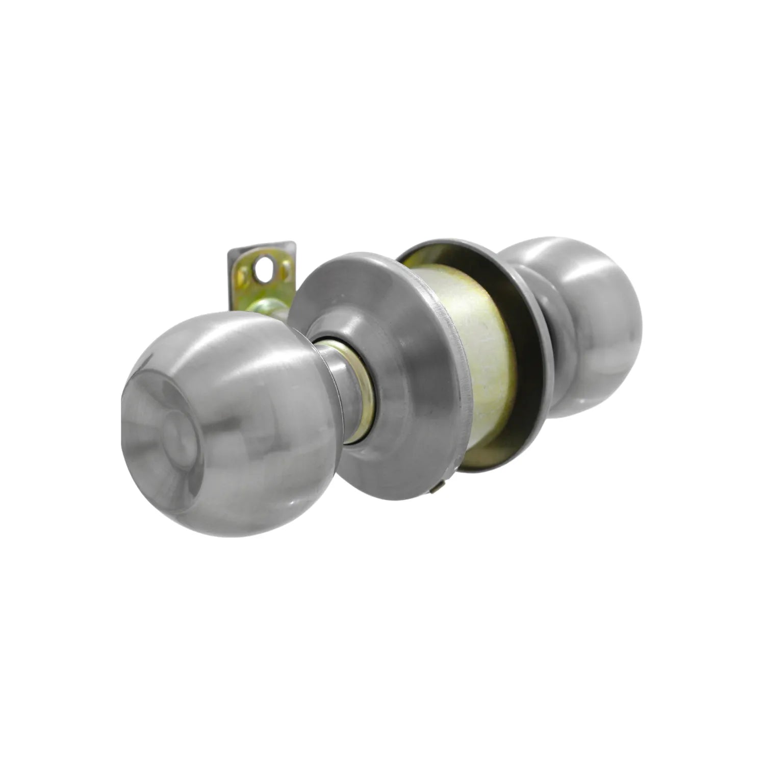 Cerradura de pomo cilíndrica acabado acero inoxidable para puertas de entrada e interiores.