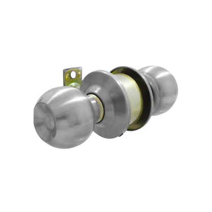 Cerradura de pomo cilíndrica acabado acero inoxidable para puertas de entrada e interiores.