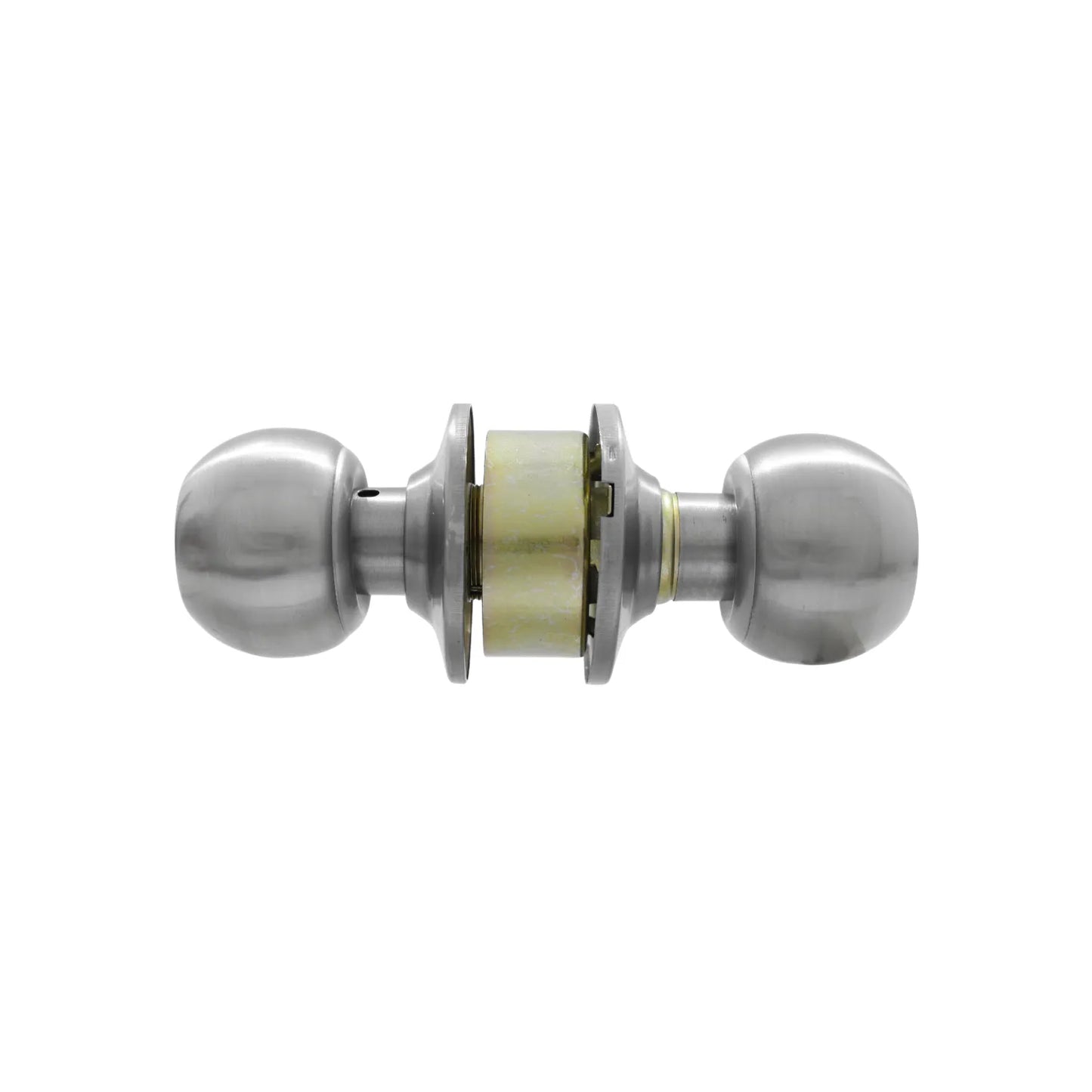 Pomo de puerta redondo en acero inoxidable satinado juego completo para interiores y baños