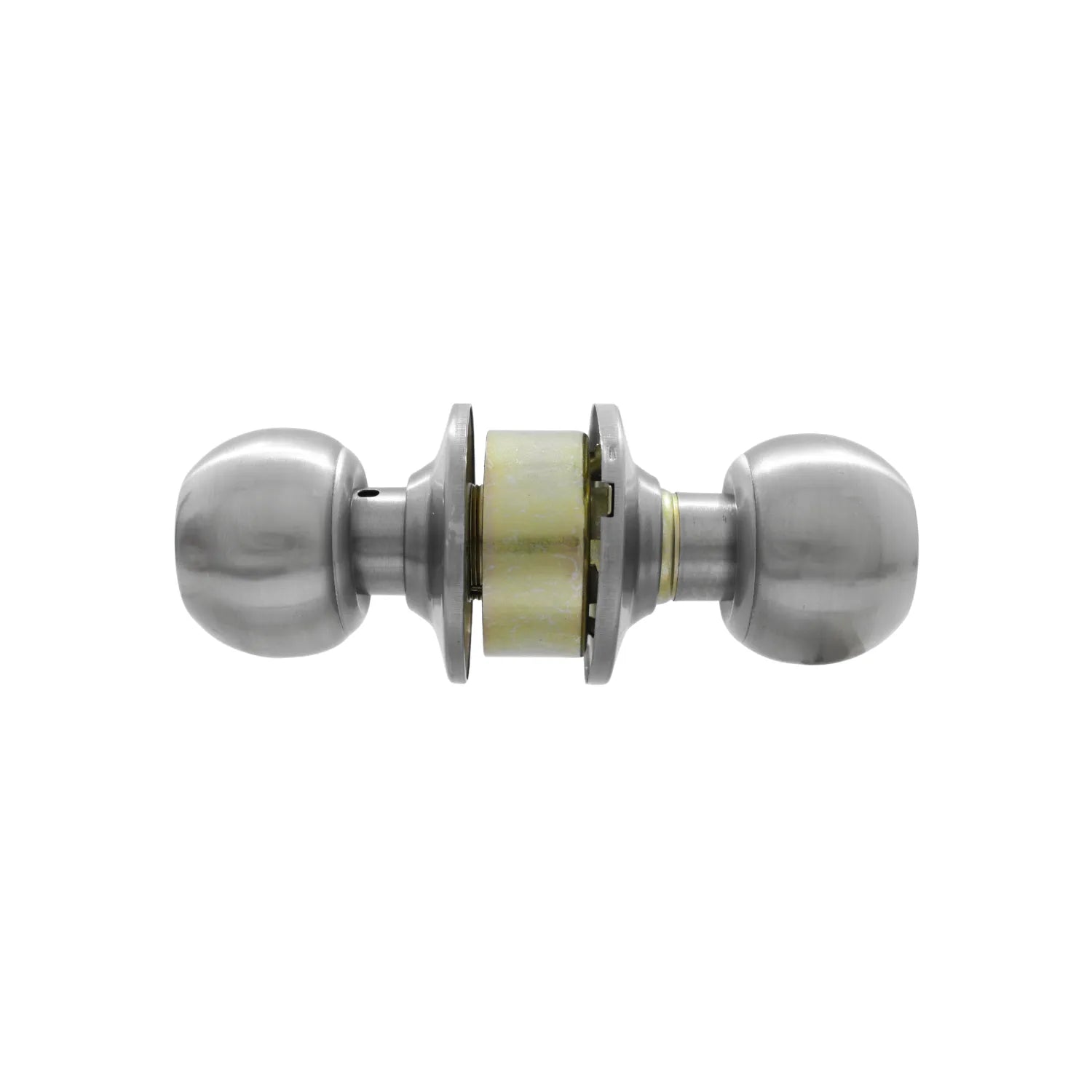 Pomo de puerta redondo en acero inoxidable satinado juego completo para interiores y baños