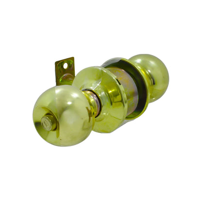 Cerradura de pomo esférico para puerta de recámara, acabado latón brillante