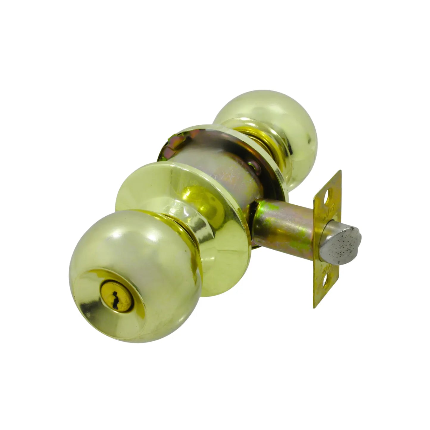 Cerradura de pomo esfera latón brillante con llave de seguridad para recámara