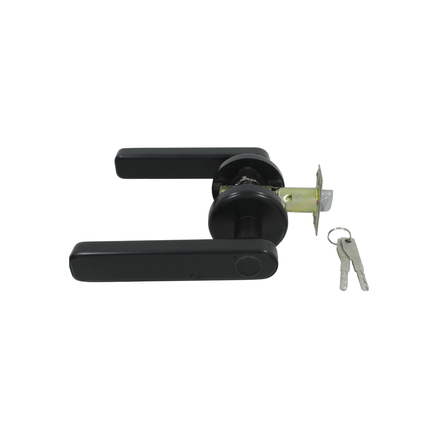 Cerradura inteligente negra para entrada principal con manija de palanca y juego de llaves