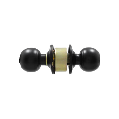 Pomo esférico para puerta color negro mate con mecanismo central metálico para instalación en interiores