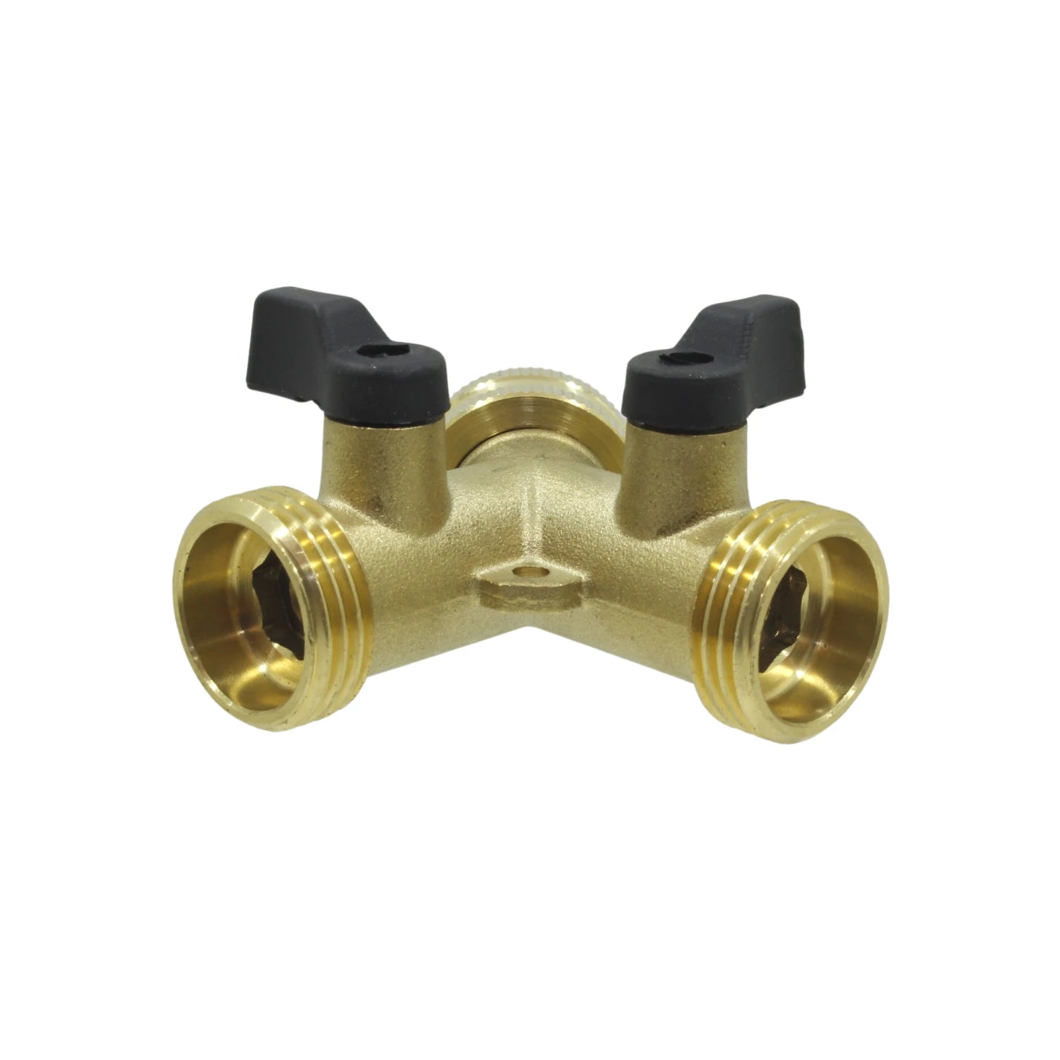Conector Y de latón 3/4" para manguera con dos llaves de paso, distribuidor de agua para jardín