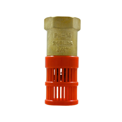 Válvula de pie de bronce 3/4 pulgada con canastilla plástica naranja PN-16 para succión de agua en bombas y pozos