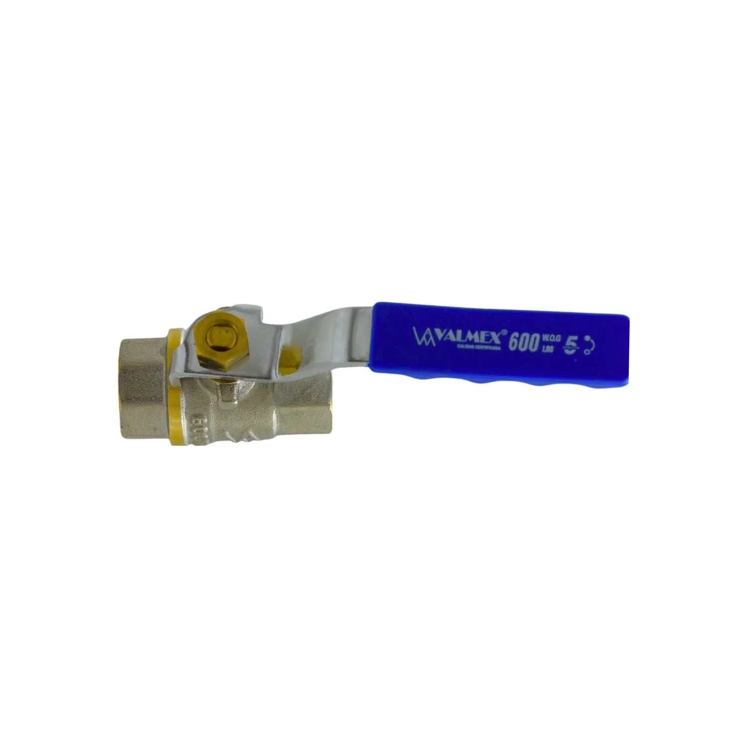 Válvula de esfera Valmex 600 WOG de latón con palanca azul para control de flujo de agua y gas