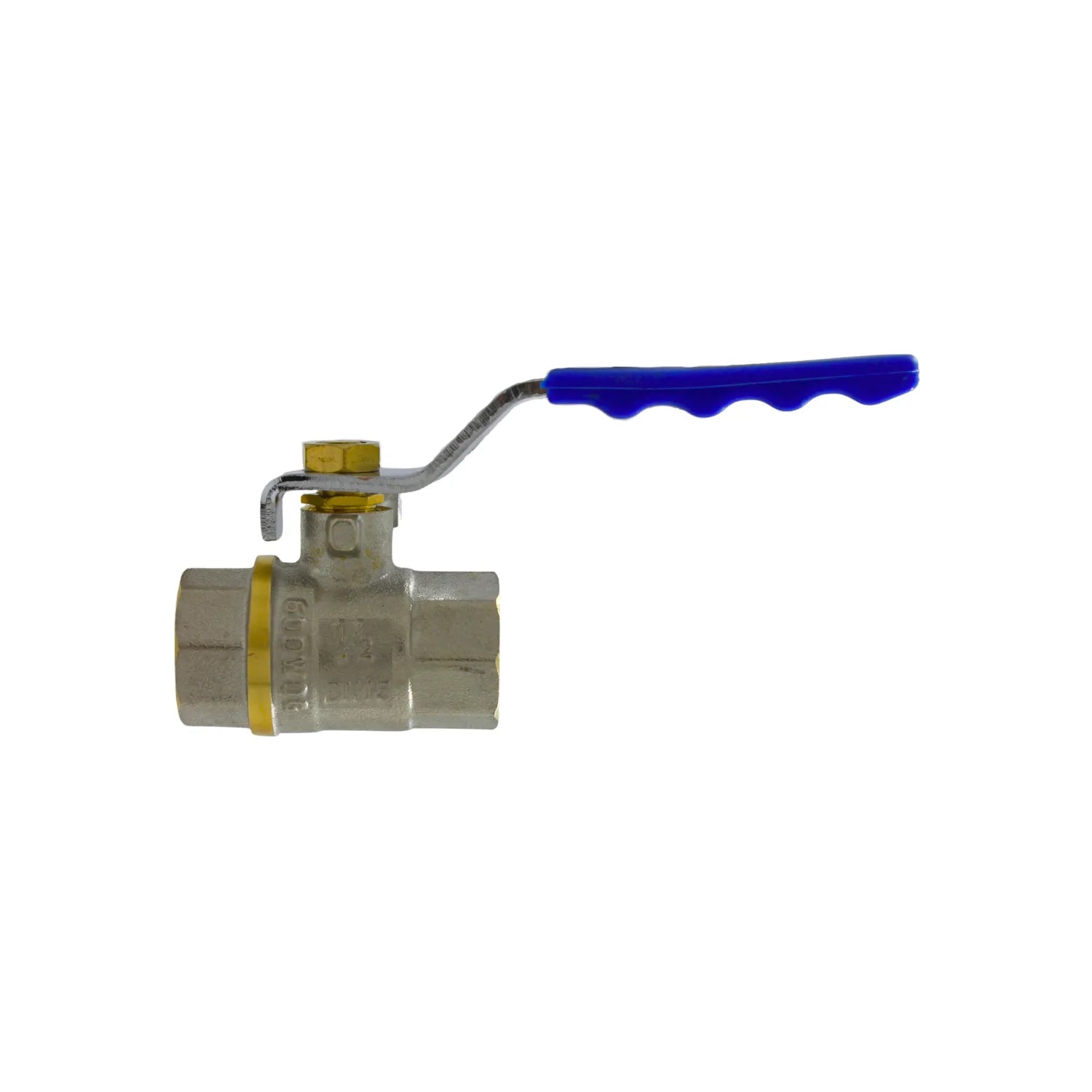 Válvula de bola 1/2 pulgada de latón 600 WOG con palanca azul para control de flujo en tuberías de agua y gas