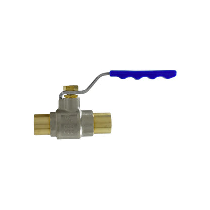Válvula de bola 1/2 pulgada 600 WOG latón cromado con maneral azul para soldar tuberías de cobre