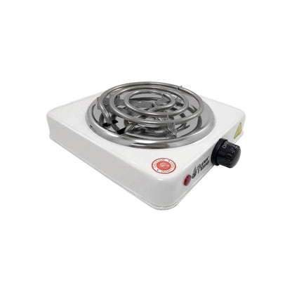 Parrilla eléctrica portátil Super Flama blanca de 1 quemador con resistencia espiral y control de temperatura