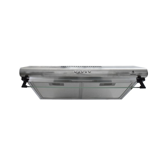 Campana extractora Supra de acero inoxidable para cocina, panel de 5 botones y visor de cristal