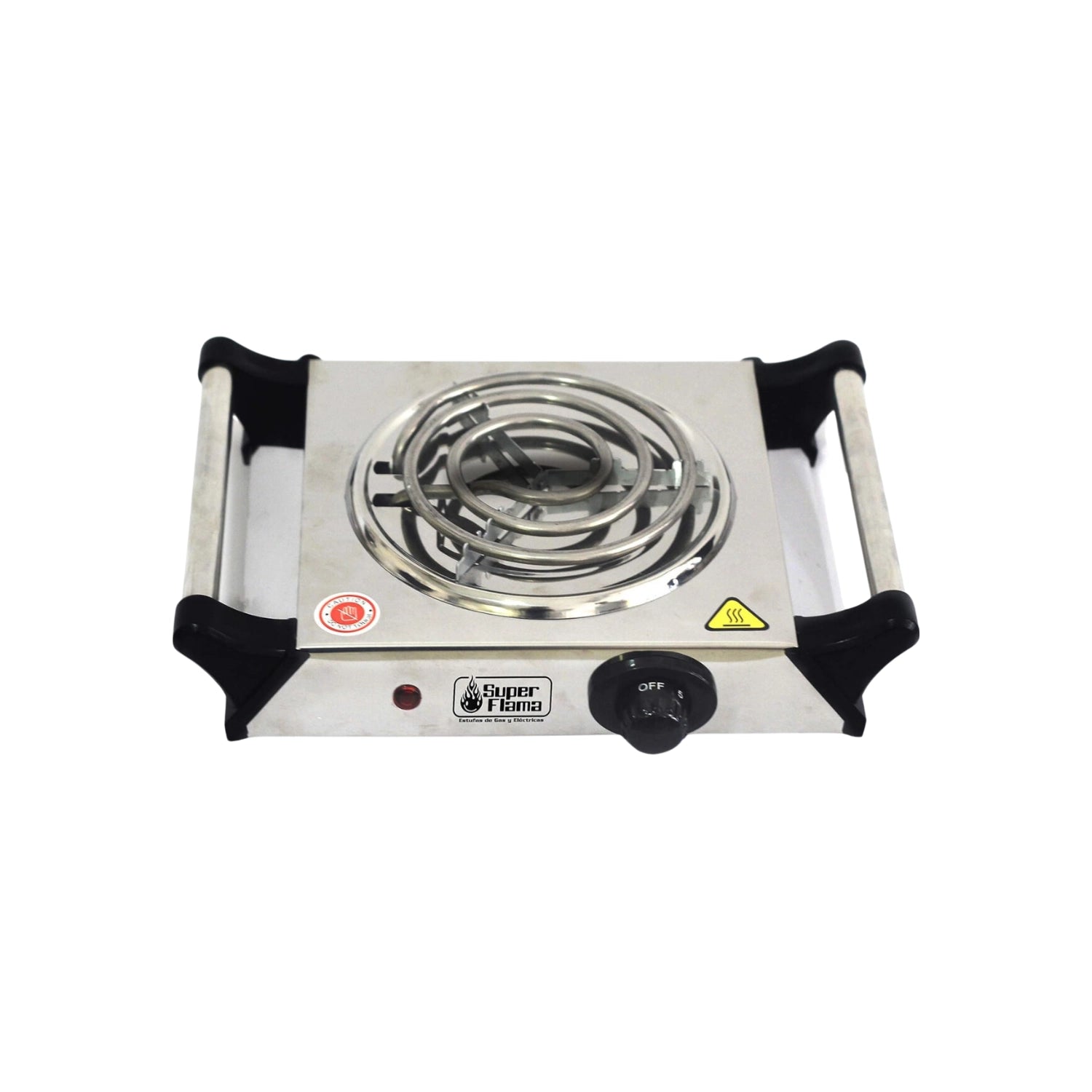 Parrilla eléctrica Super Flama de 1 quemador, acero inoxidable plateado, con control de temperatura, portátil