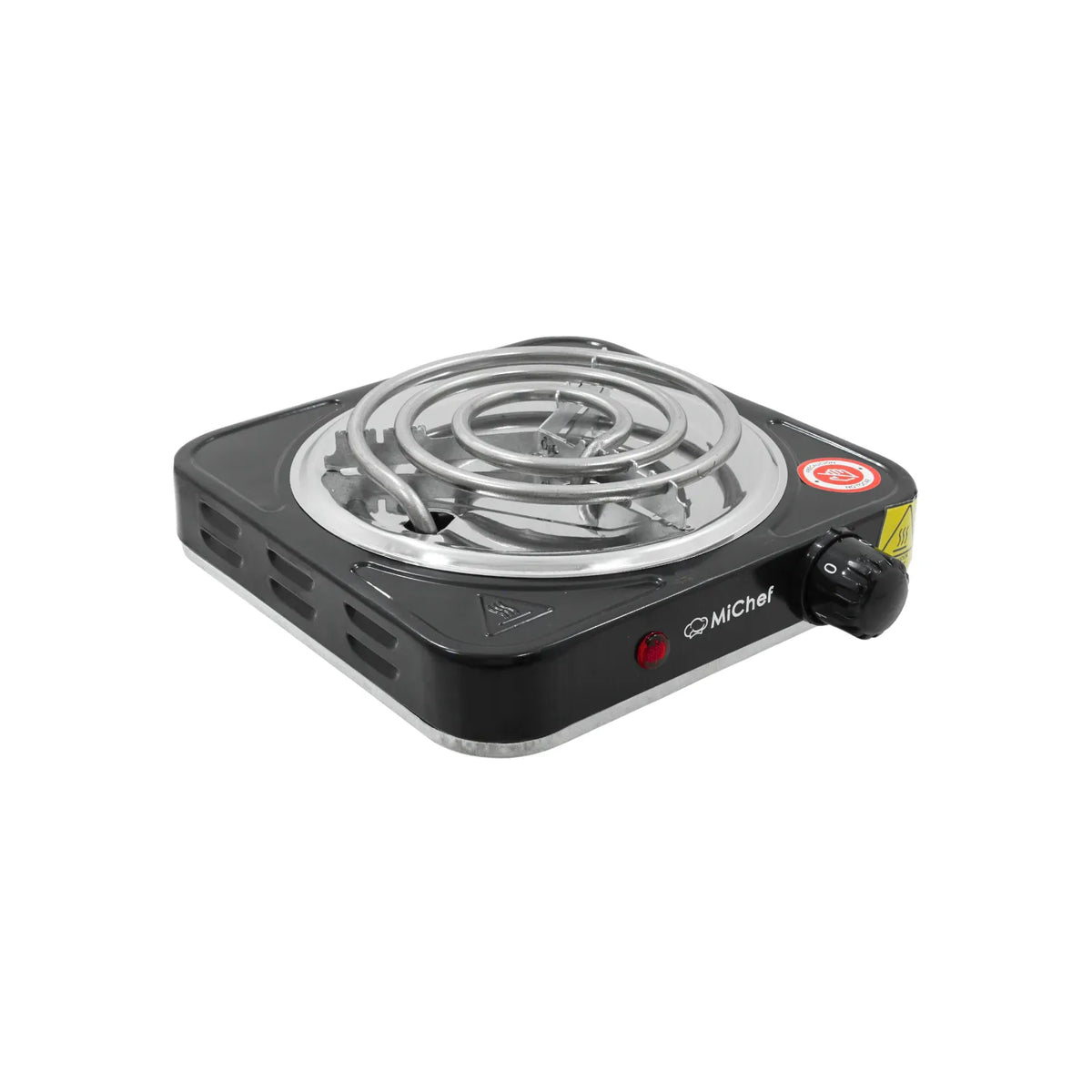 Parrilla eléctrica portátil MiChef un quemador espiral negro con control de temperatura ajustable