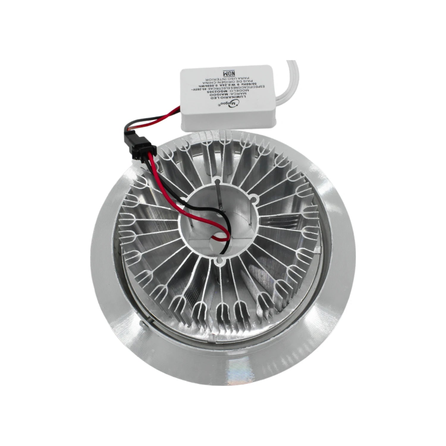 Lámpara panel LED Maigoo MG02305 redonda empotrable 9W de aluminio plateado con driver.