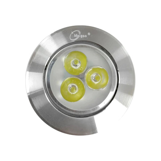 Foco LED empotrable Maigoo 3W redondo de aluminio cepillado con 3 LEDs