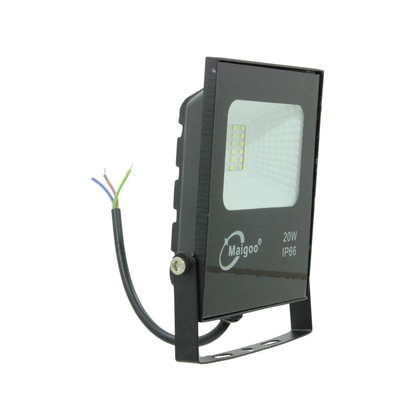 Reflector LED exterior Maigoo negro 20W IP66 con cable, ideal para iluminación de seguridad