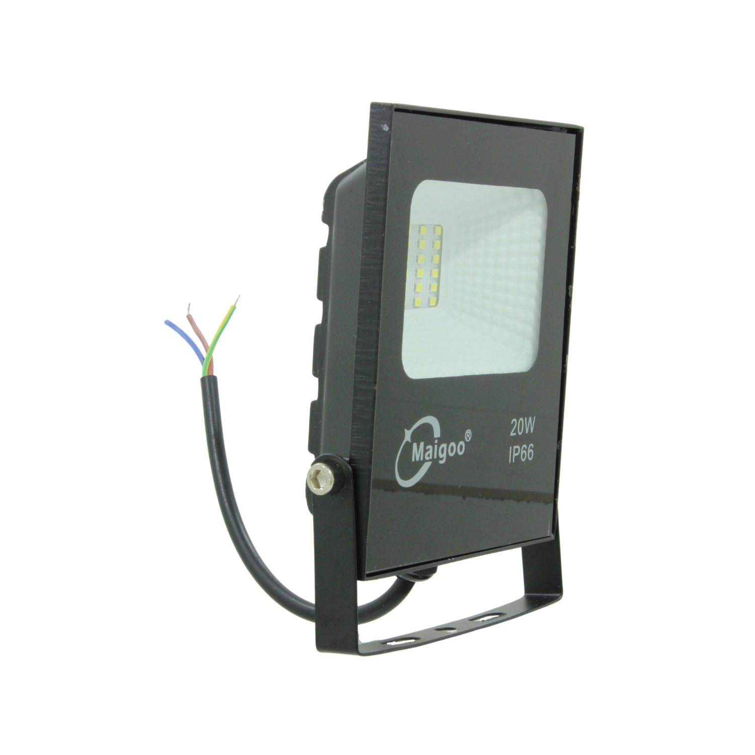 Reflector LED exterior Maigoo negro 20W IP66 con cable, ideal para iluminación de seguridad