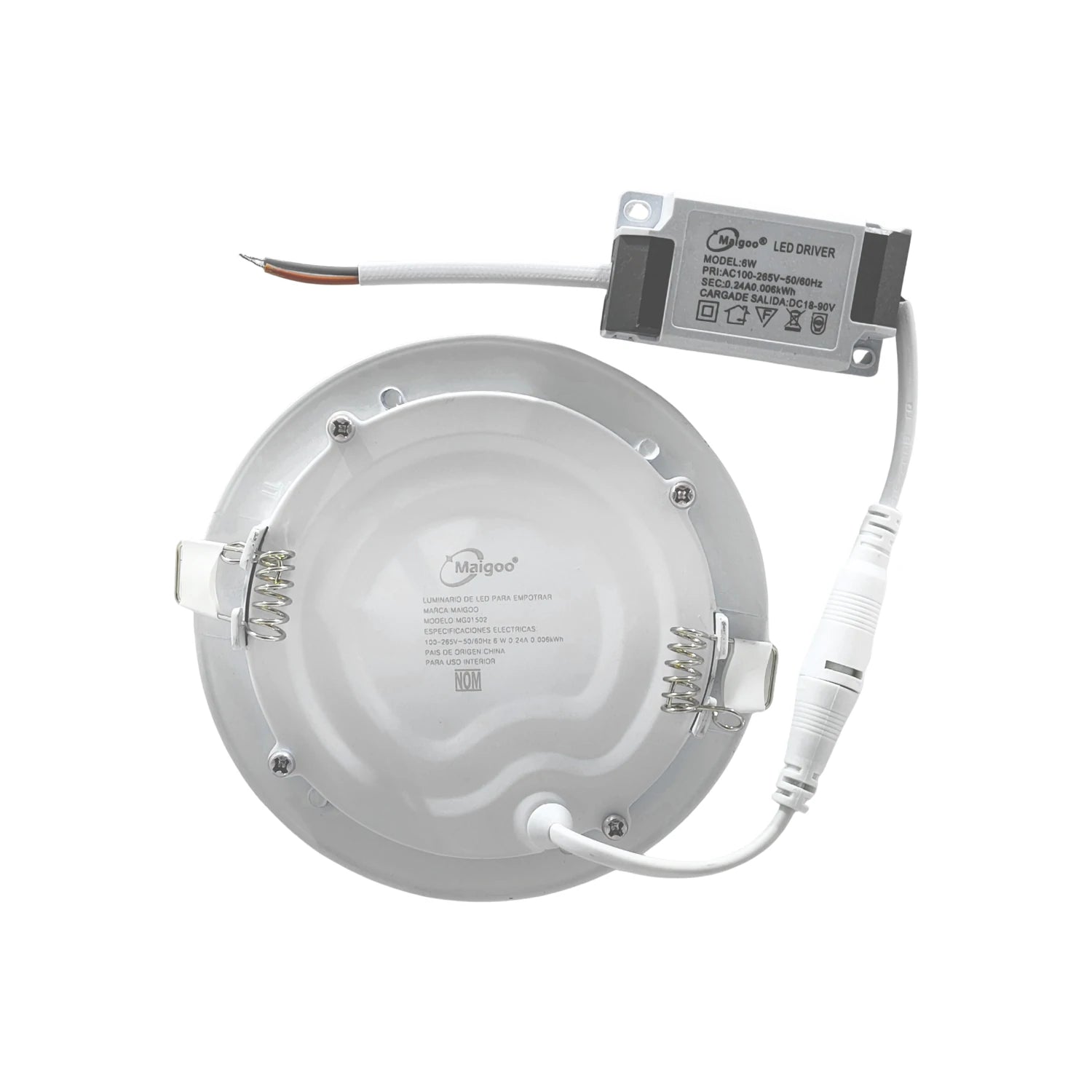 Lámpara panel LED Maigoo redonda empotrable 6W blanca, con driver incluido, para iluminación de techos.