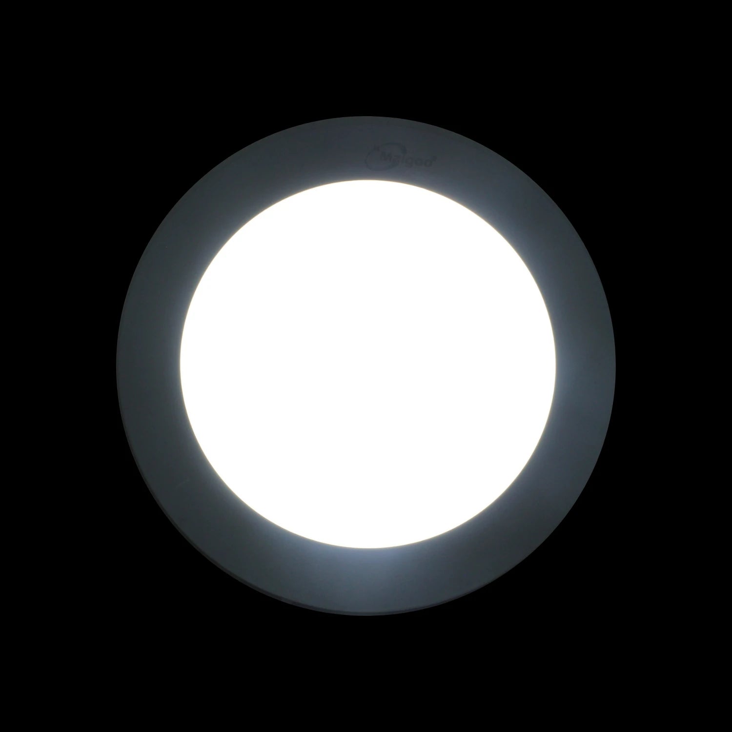 Lámpara panel LED redonda empotrable Maigoo 12W con luz blanca brillante y marco gris oscuro