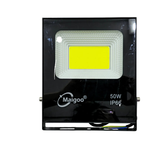 Reflector LED exterior Maigoo 50W IP66 negro, ideal para iluminación de seguridad y patios.