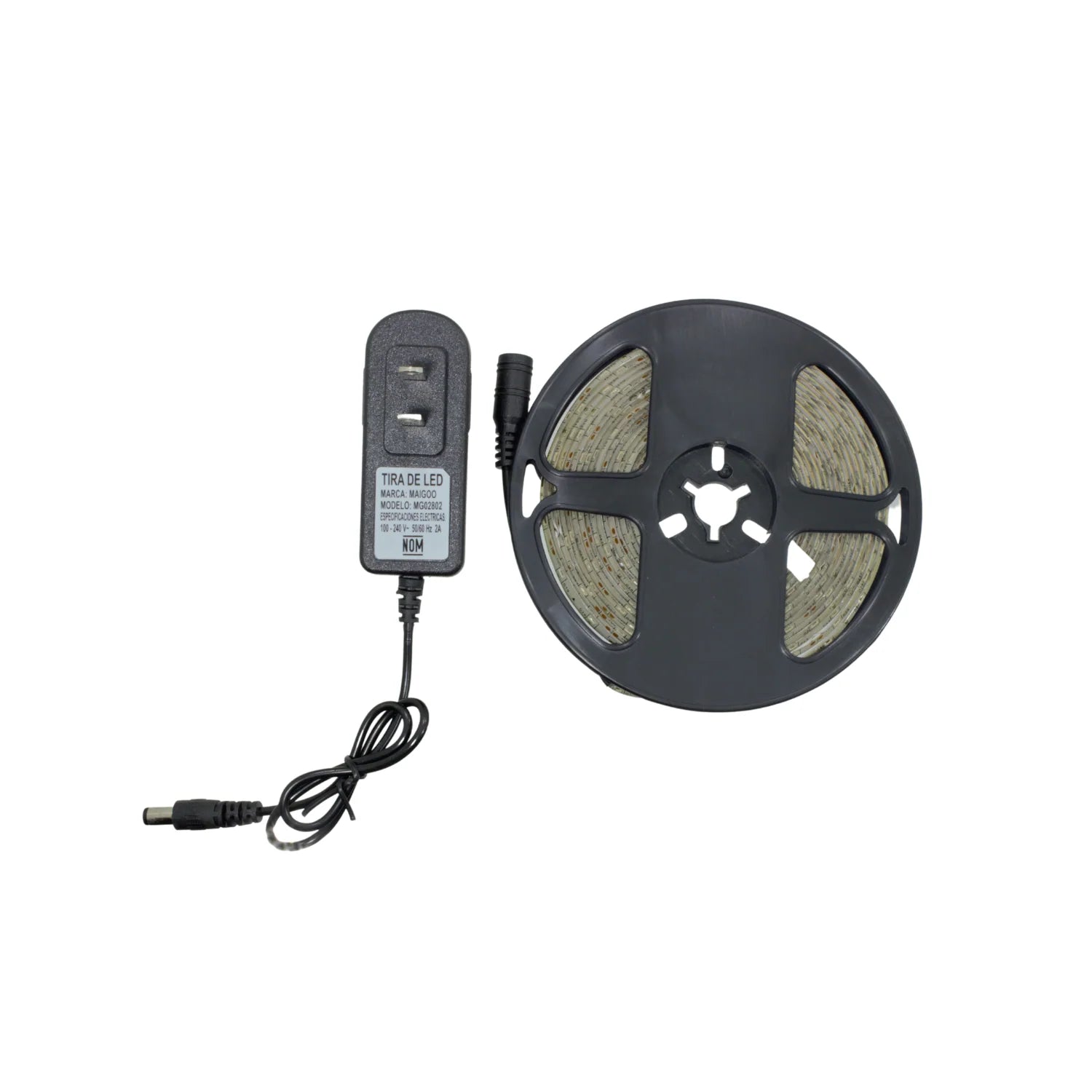 Kit tira LED Maigoo blanco cálido en rollo con adaptador de corriente 100-240V, 2A para iluminación