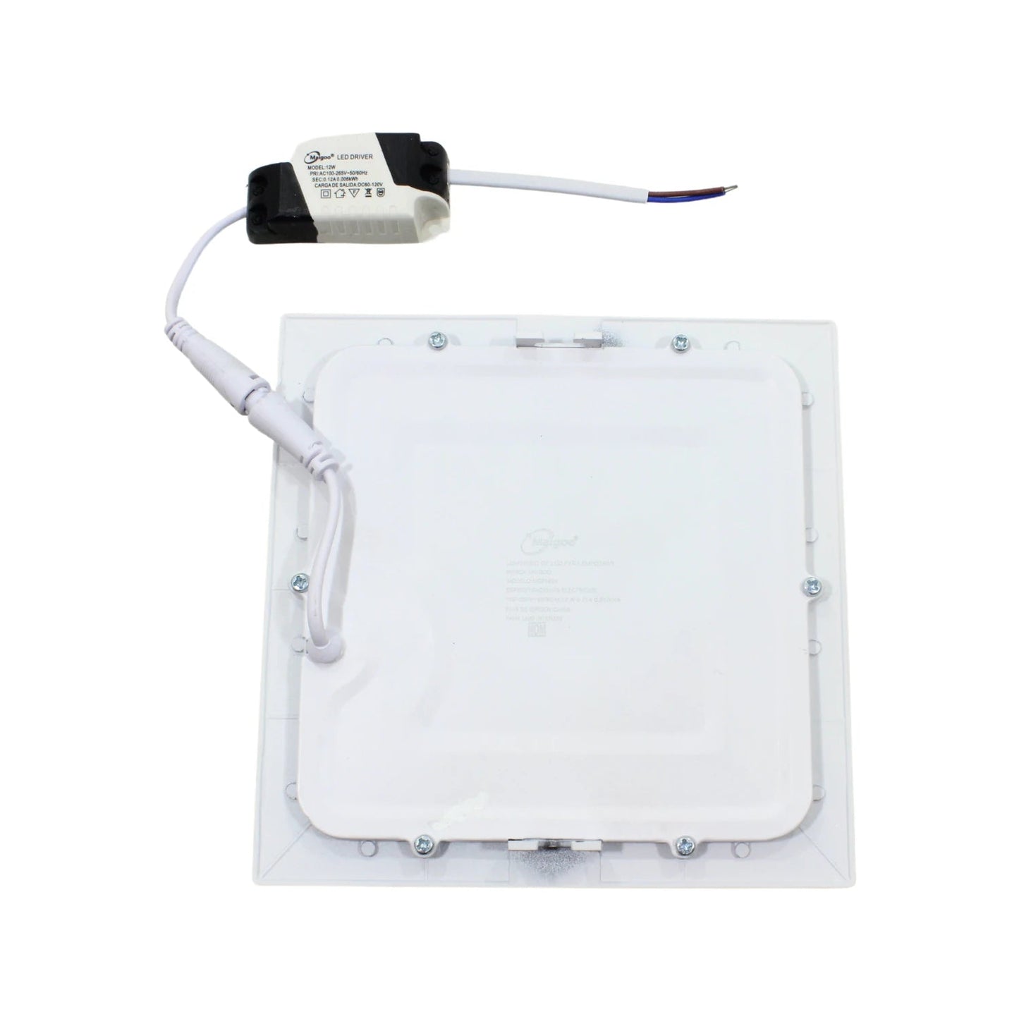 Panel LED cuadrado Maigoo 12W empotrable blanco con driver para iluminación de techos