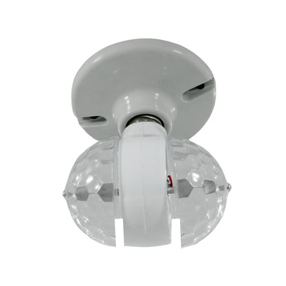 Foco LED giratorio doble multicolor para fiestas, proyector de luz disco, base blanca