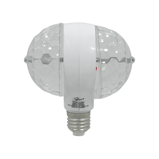 Foco LED doble giratorio Maigoo 5W, lámpara multicolor para luz disco y fiestas, rosca estándar, uso interior.