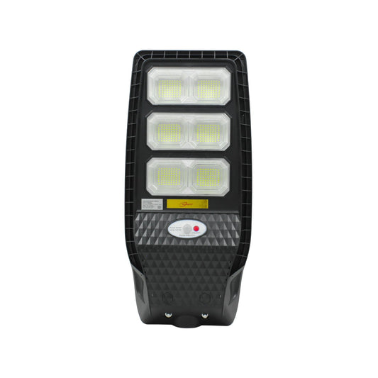 Lámpara suburbana solar LED Maigoo 300W negra con sensor de movimiento y tres paneles de luz para exteriores