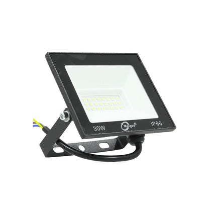 Foco proyector LED Maigoo 30W multivoltaje IP66 negro con soporte para exteriores