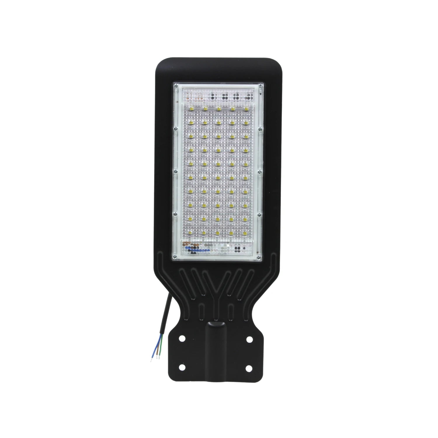 Lámpara urbana LED negra de 50W slim para alumbrado público exterior con múltiples focos y soporte de montaje