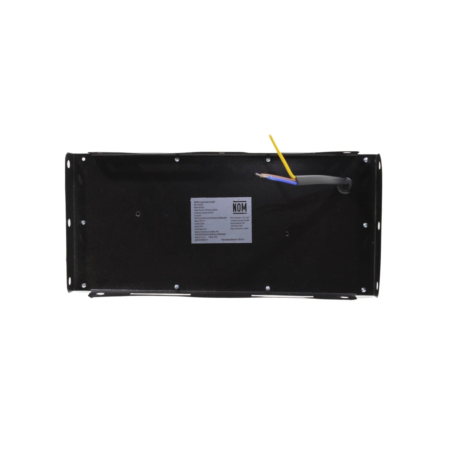 Lámpara urbana Maigoo 50W negra, vista posterior del cableado eléctrico y la etiqueta de especificaciones MG03205